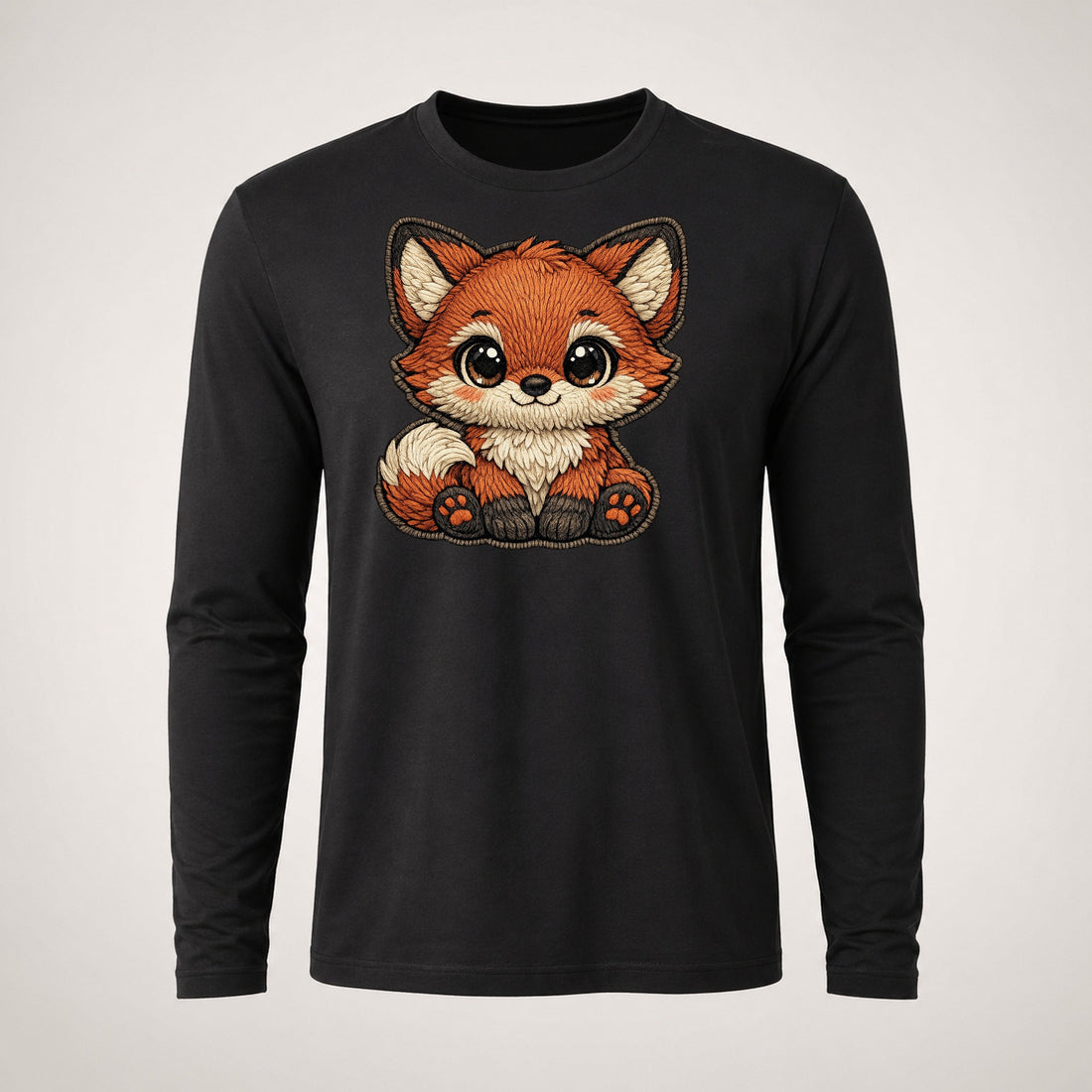 Baby Fox Kit Plush Embroidered Keepsake Long Sleeve T-Shirt
