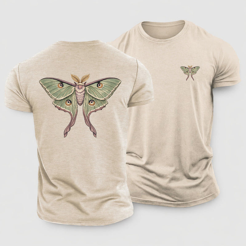Luna Moth Spread Sage Mauve Cream Cotton T-Shirt