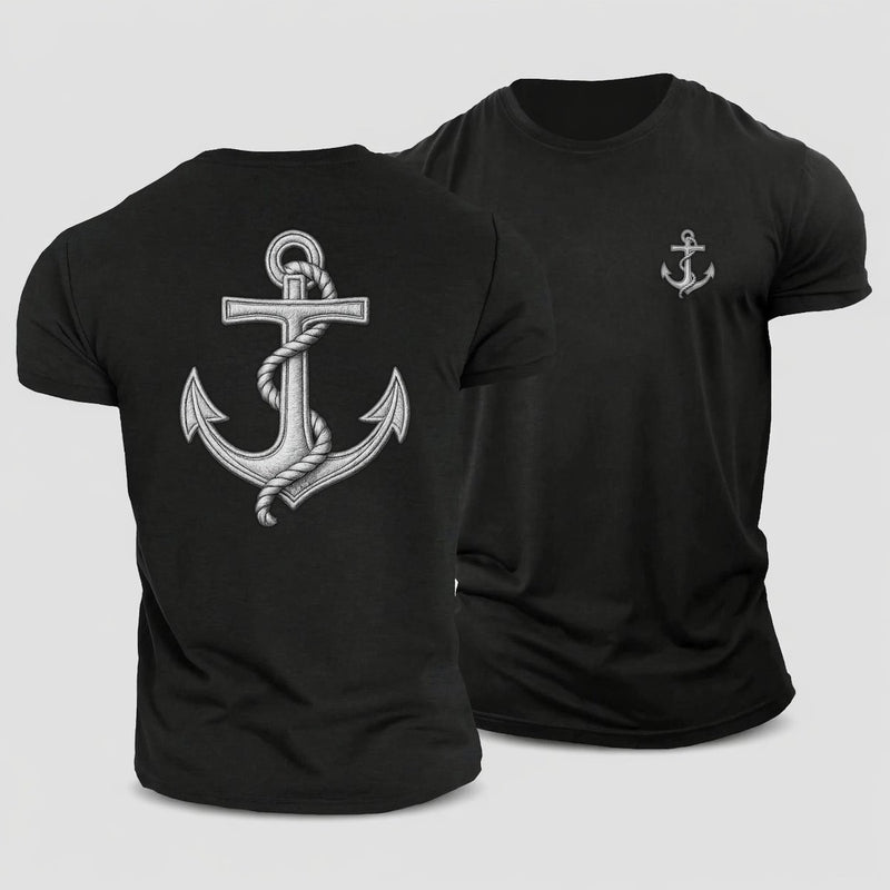 Anchor And Rope Nautical Illustration Baseball Cap Cotton T-Shirt