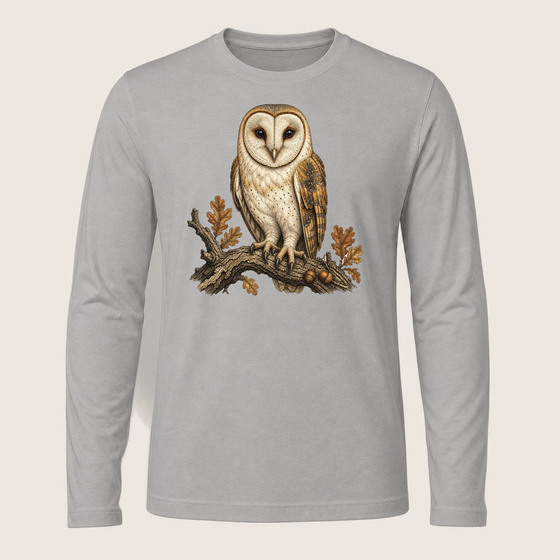Heart Faced Barn Owl Perched Close Long Sleeve T-Shirt