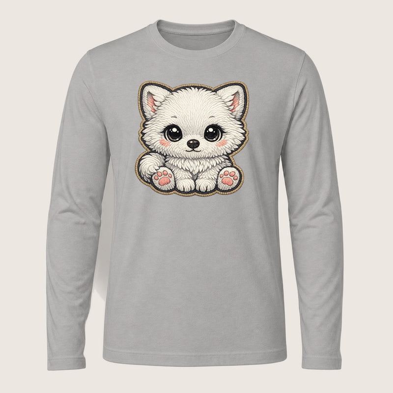 Baby Arctic Fox Kit Plush Embroidered Long Sleeve T-Shirt