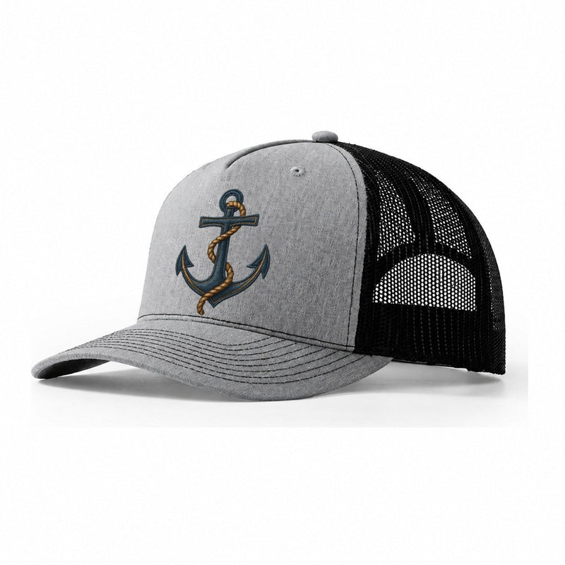 Anchor And Rope Nautical Illustration Trucker Hat