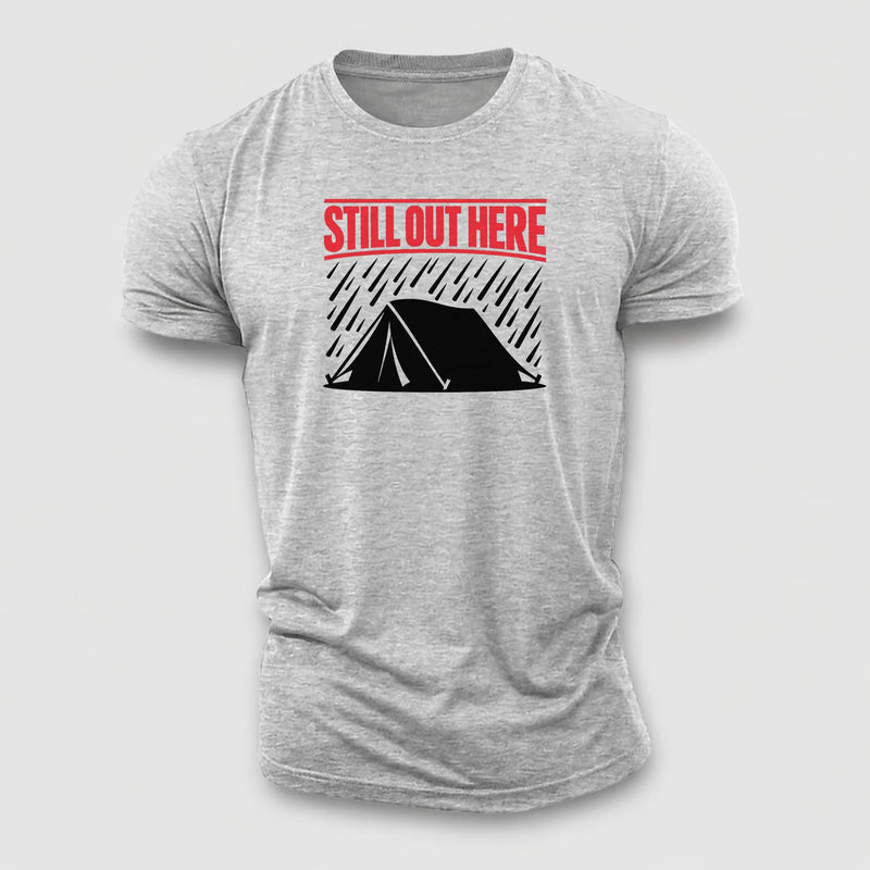 Single Tent Under Rain Silhouette Still Cotton T-Shirt