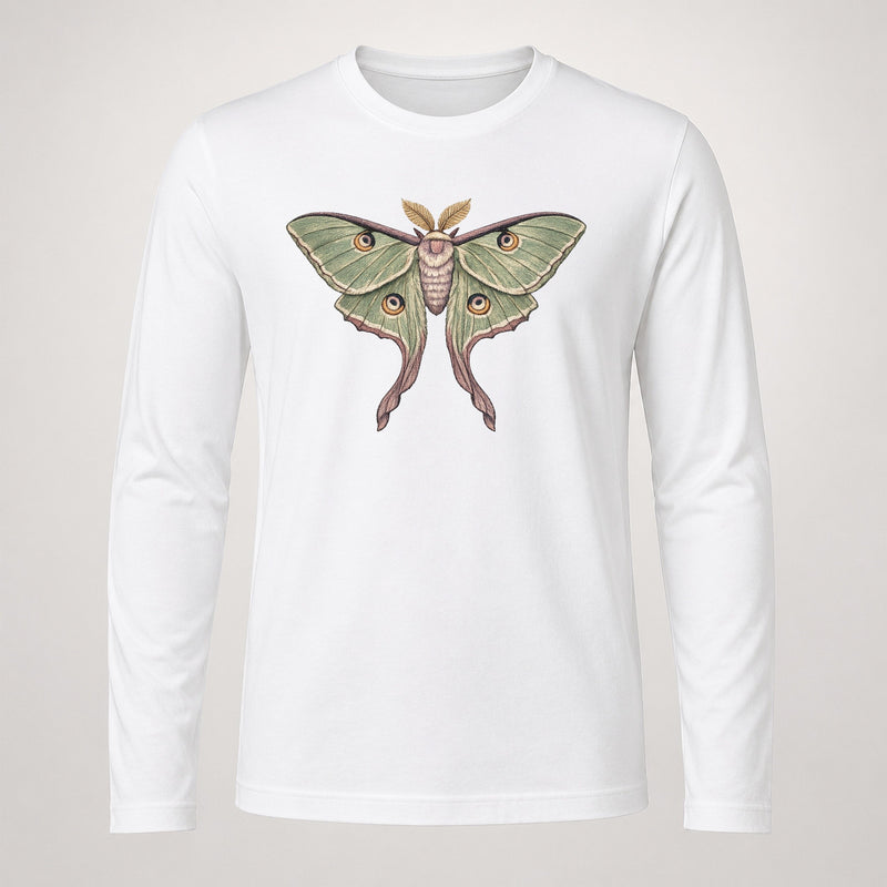 Luna Moth Spread Sage Mauve Cream Long Sleeve T-Shirt