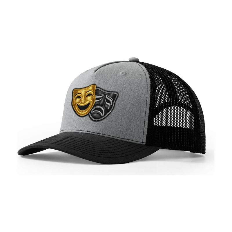 Broadway Masks Comedy Tragedy Masks In Gold And Black Theater Trucker Hat