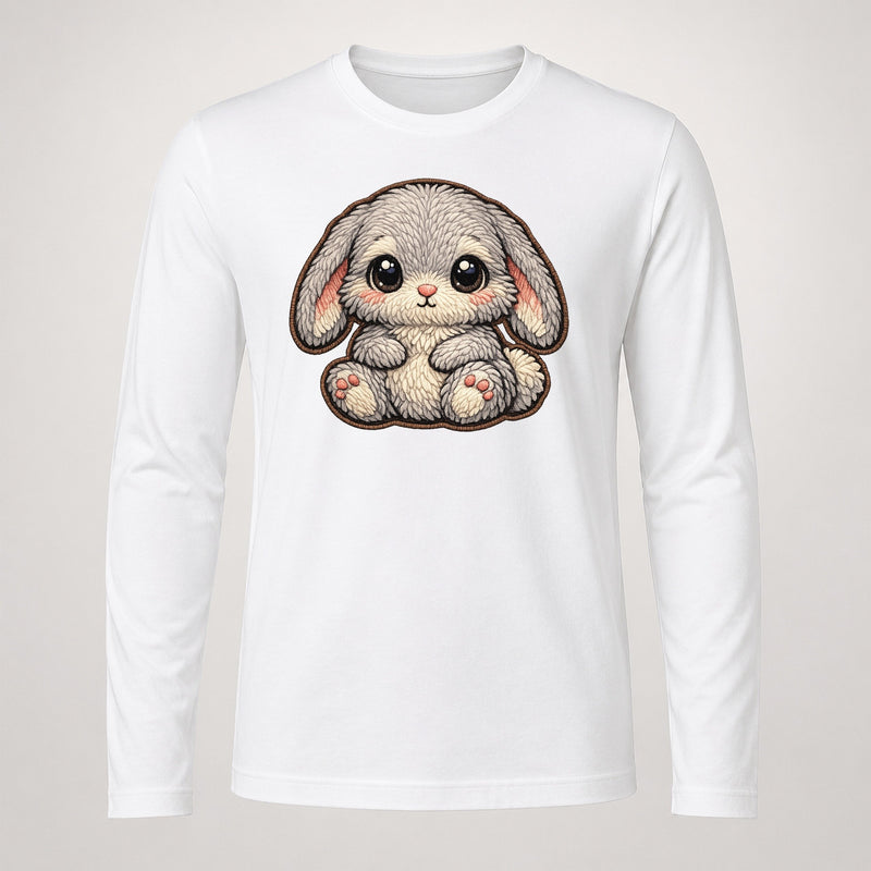 Baby Rabbit Plush Embroidered Keepsake Patch Long Sleeve T-Shirt