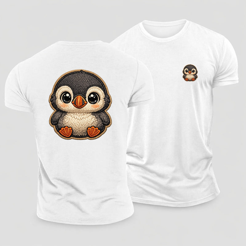 Baby Puffin Chick Plush Embroidered Keepsake Cotton T-Shirt