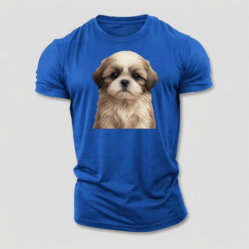 Baby Shih Tzu Puppy - Long Flowing Coat, Flat Face, Big Dark Eyes, Front-facing Cotton T-Shirt