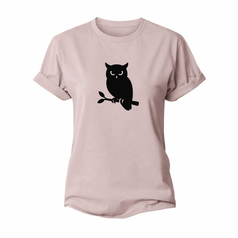 Owl Perched On Branch At Night Women's Cotton T-Shirt