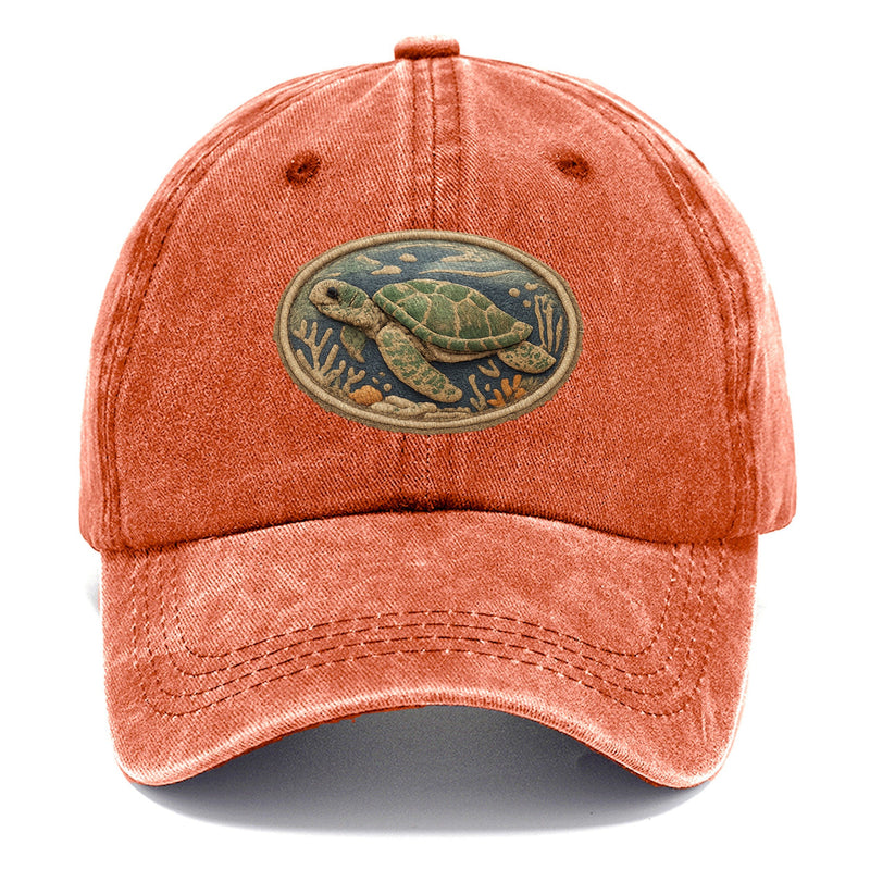 Sea Turtle - Swimming Turtle In Green And Blue , Ocean Life Classic Cap