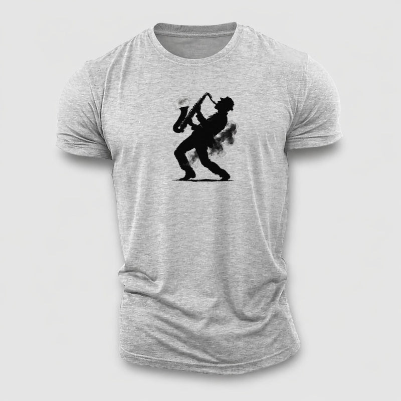 Saxophonist Playing Jazz In Smoky Room Cotton T-Shirt