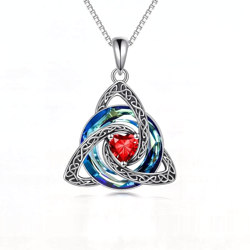 Mellowby Witch Knot Birthstone Necklace — January · Garnet heart stone