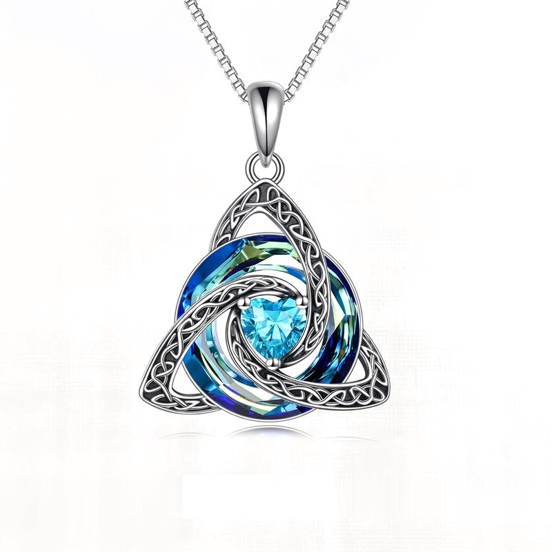 Mellowby Witch Knot Birthstone Necklace — March · Aquamarine heart stone