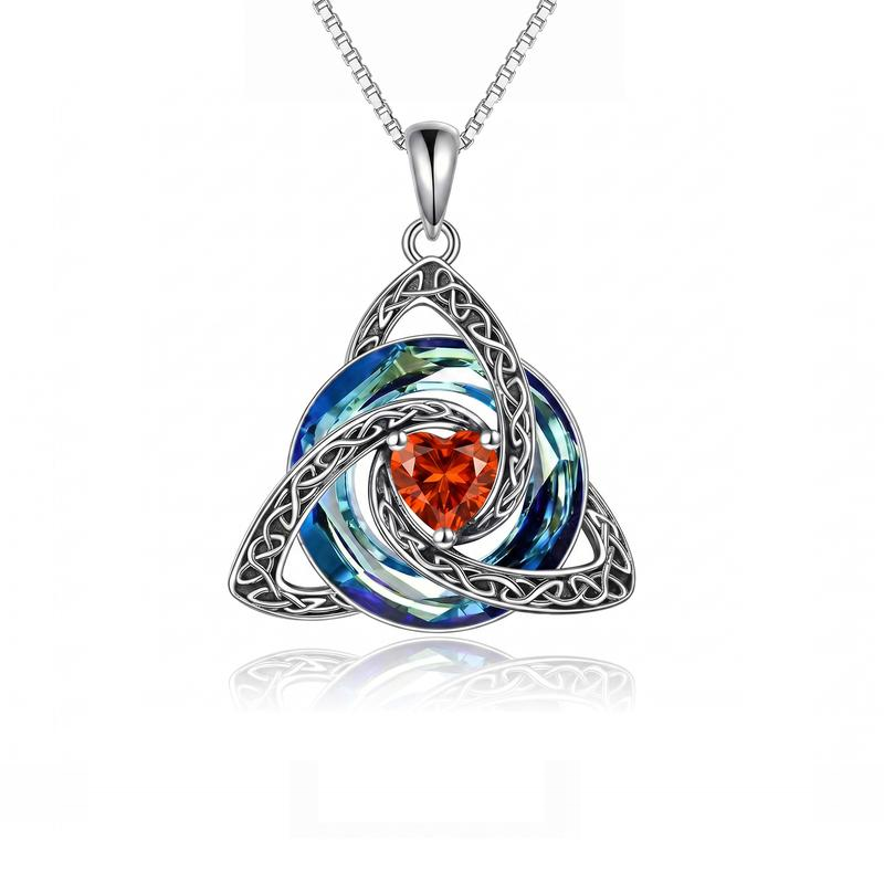 Mellowby Witch Knot Birthstone Necklace — July · Ruby heart stone
