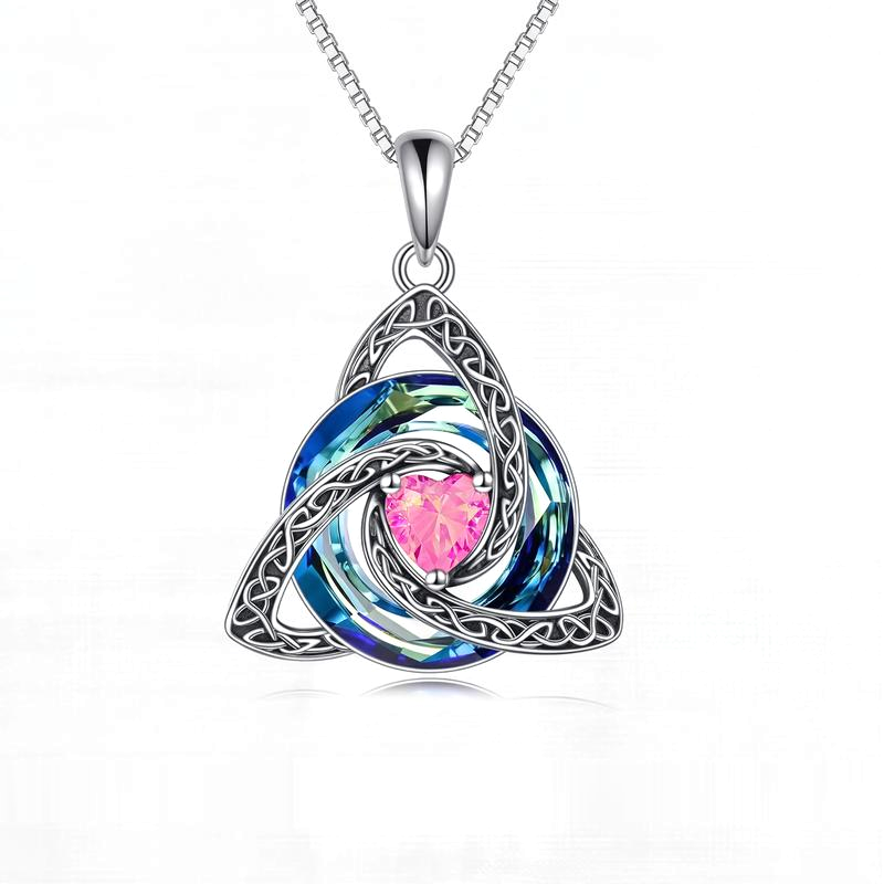 Mellowby Witch Knot Birthstone Necklace — October · Tourmaline heart stone