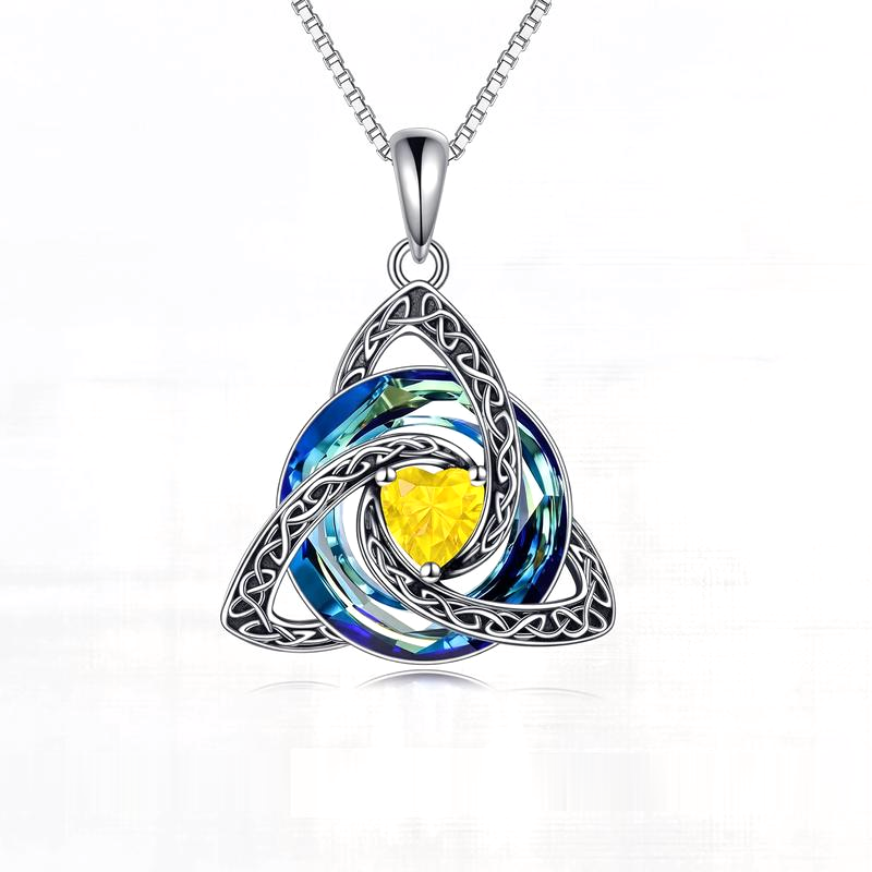Mellowby Witch Knot Birthstone Necklace — November · Citrine heart stone